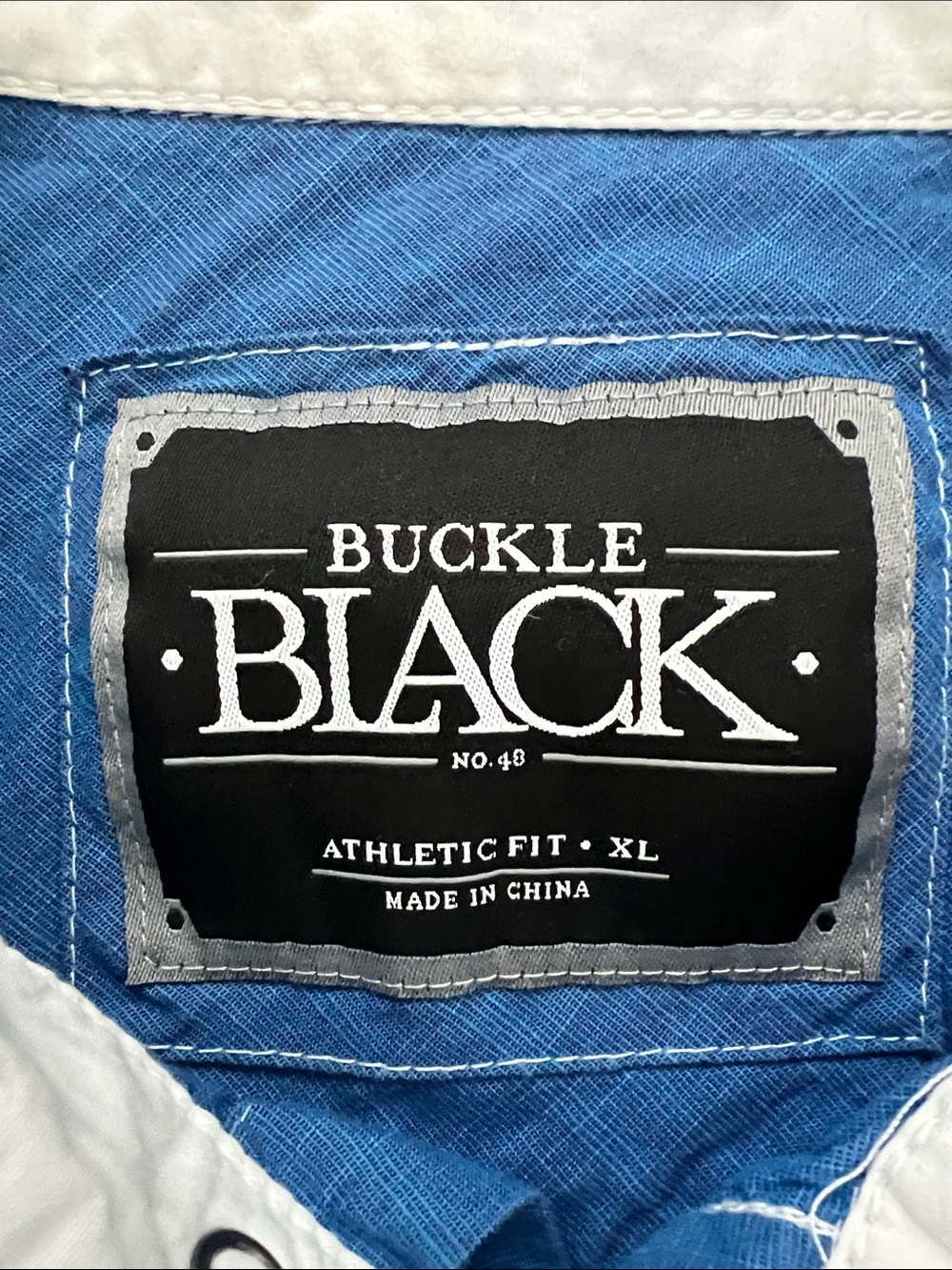 Buckle Black Athletic Fit Blue Western-Style Men's Button-Down Shirt - Size XL - Picture 9 of 14
